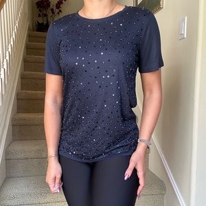 Fun soft beaded navy blue tee shirt